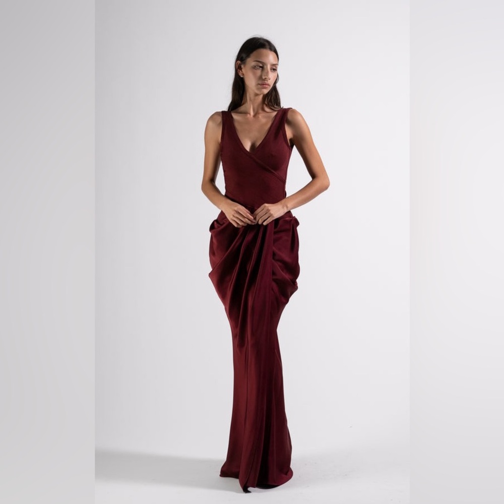 ASOS Design Bandage Bodice Elegant Burgundy Evening Gown  NWT